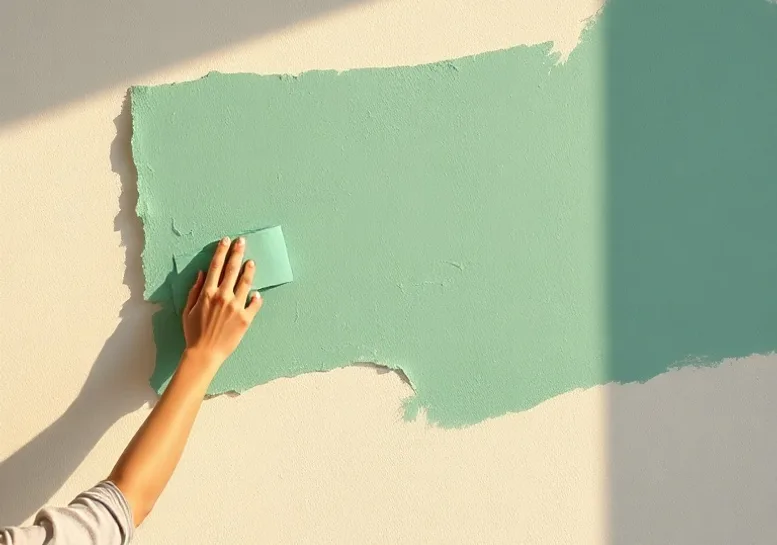Application d'un enduit décoratif à la lisseuse sur un mur