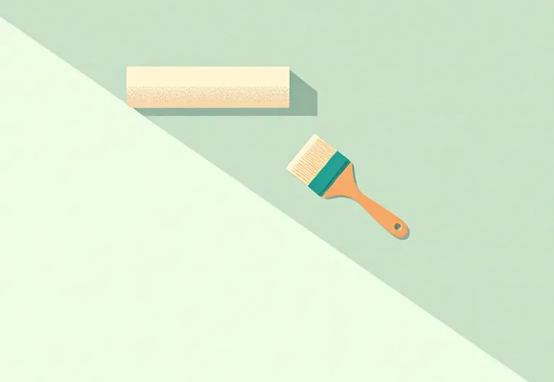 Pose de papier peint, rouleau et brosse à maroufler
